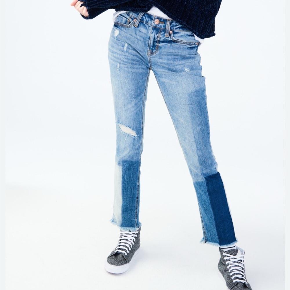 Aeropostale low rise Blue Straight Leg Jeans with Patchwork‎ Design